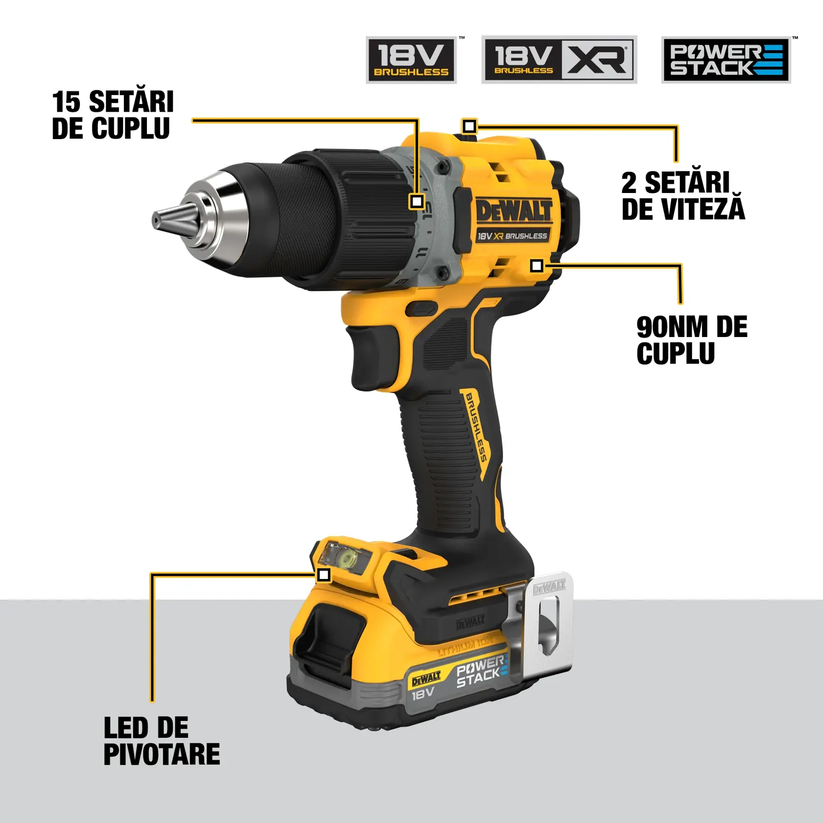 Mașină de găurit și înșurubat cu percuție și motor fără perii de 18 V XR - 2 X POWERSTACK™