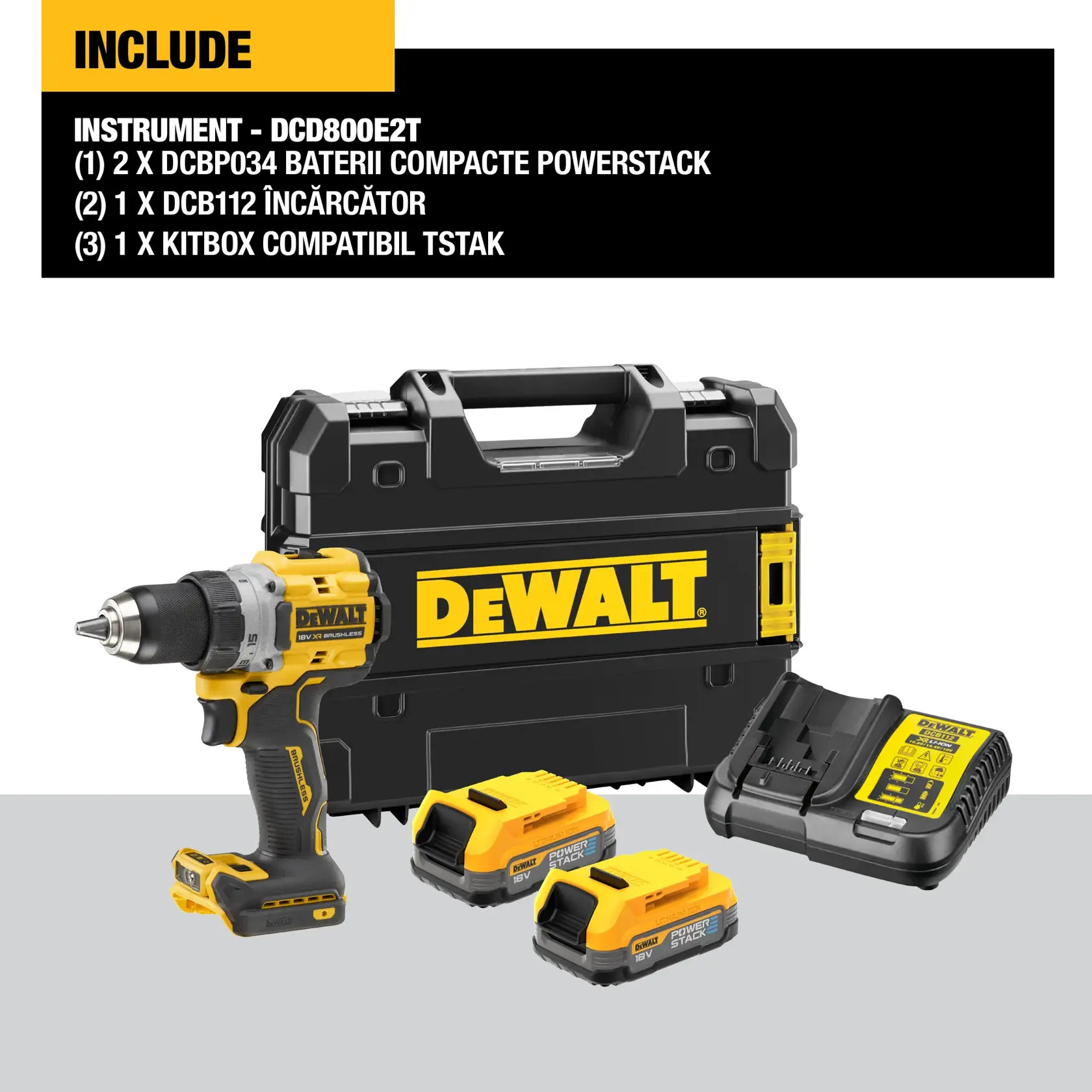 Mașină de găurit și înșurubat cu percuție și motor fără perii de 18 V XR - 2 X POWERSTACK™