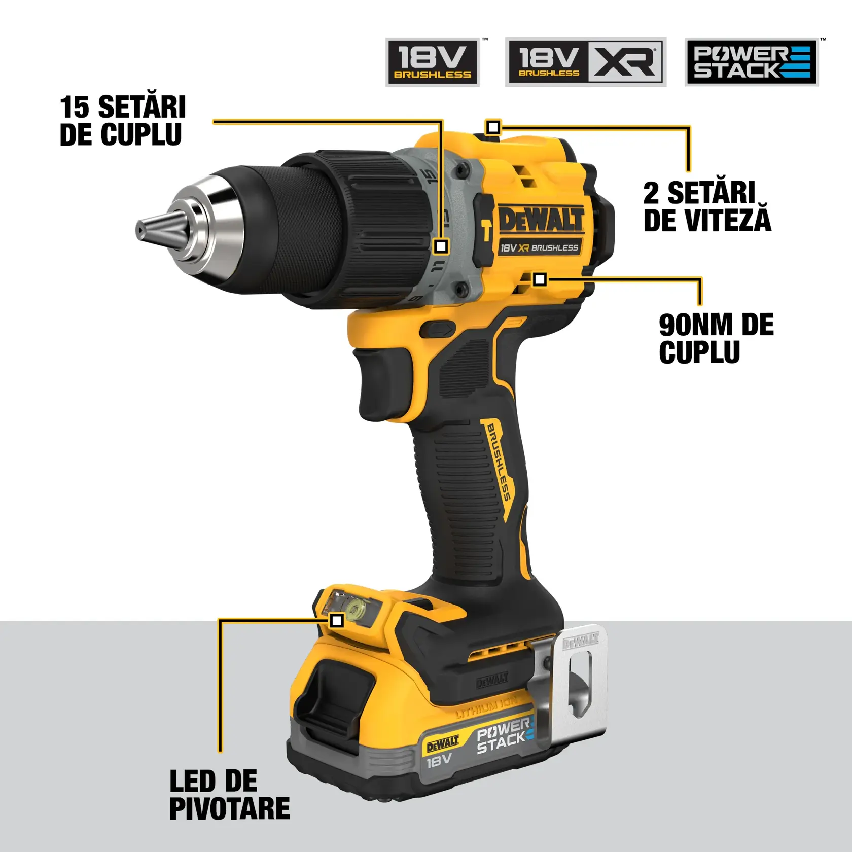 Mașină de găurit și înșurubat cu percuție și motor fără perii de 18 V XR - 2 X POWERSTACK™