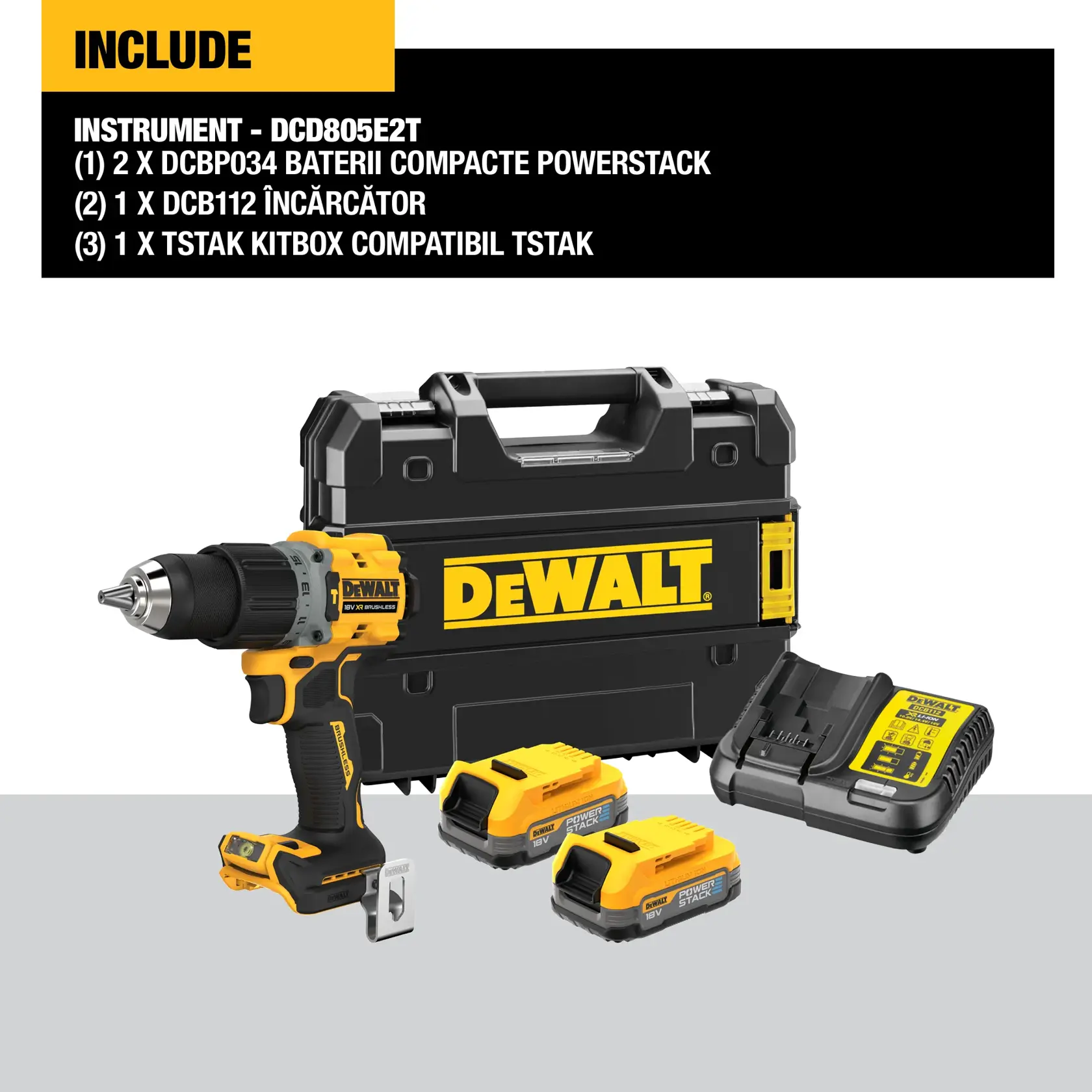 Mașină de găurit și înșurubat cu percuție și motor fără perii de 18 V XR - 2 X POWERSTACK™