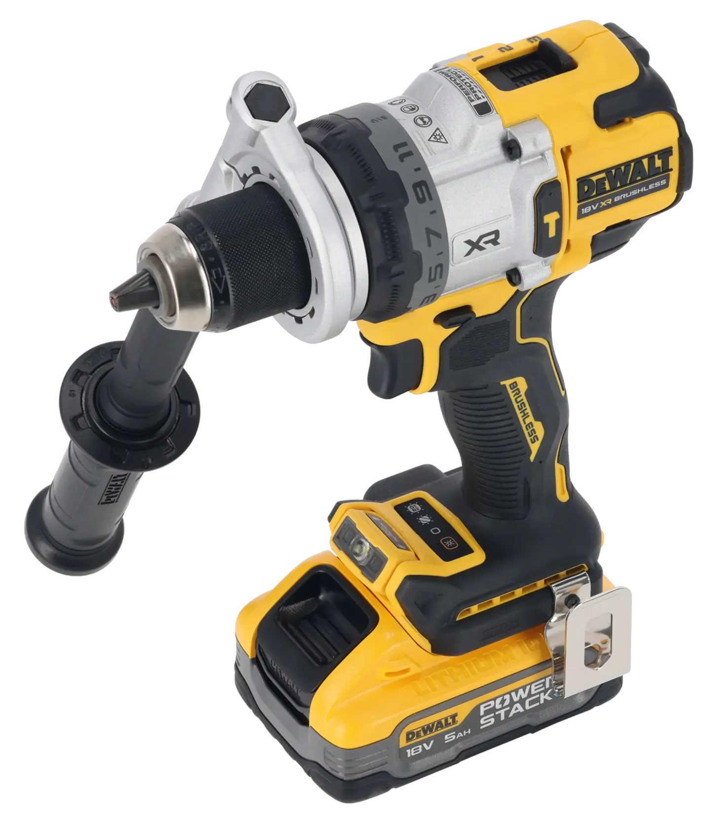 Mașină de găurit cu percuție Premium XR, motor fără perii, 18 V - 2 baterii POWERSTACK™ de 5,0 Ah