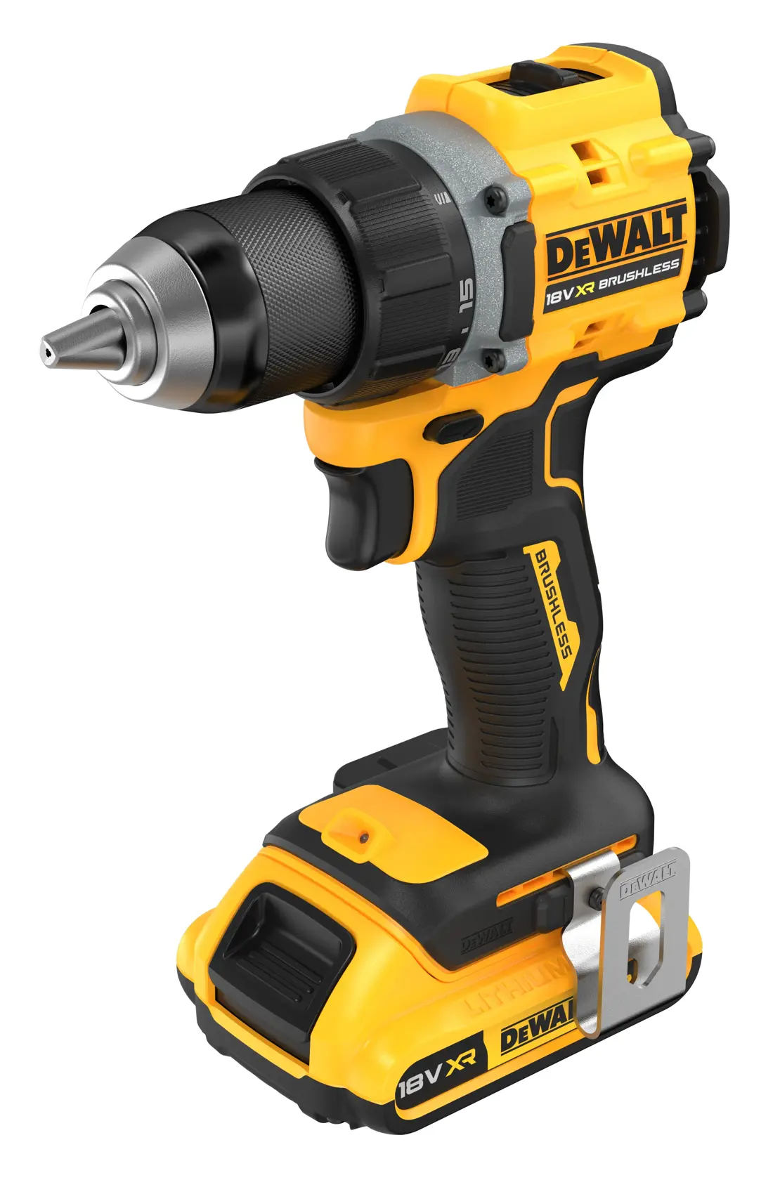 Mașină de găurit și înșurubat compactă, 18V XR cu motor fără perii - 2 x 4Ah