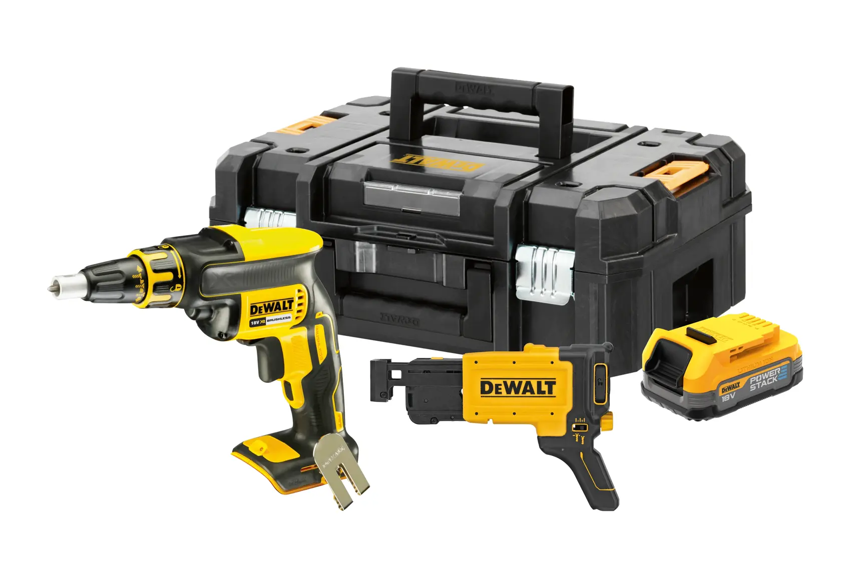Mașină de înșurubat pentru gips-carton cu alimentare automată din bandă DEWALT® 18V XR® cu motor fără perii, 1 x POWERSTACK™ 1.7Ah