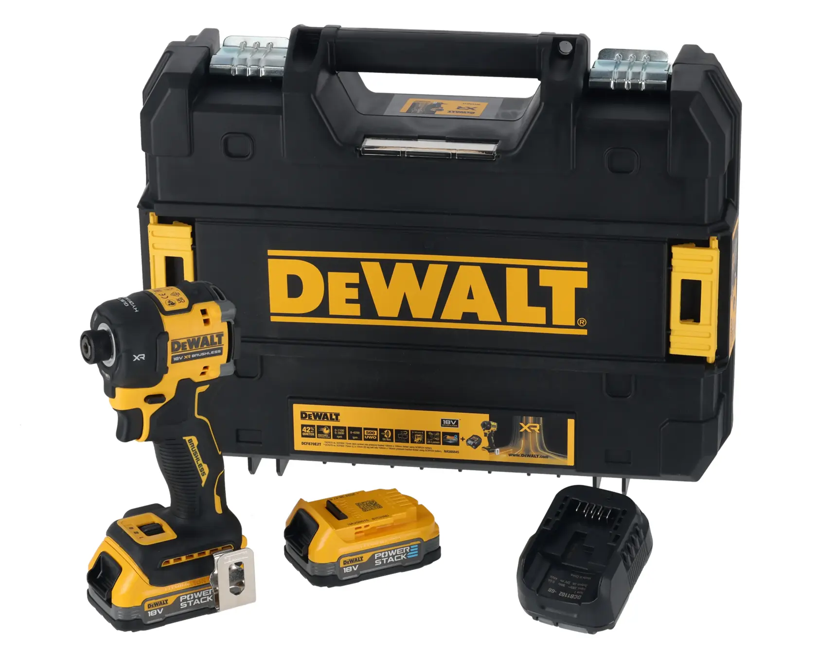 Mașină de înșurubat hidraulică XR, cu motor fără perii, 18 V - 2 acumulatori POWERSTACK™ de 1,7 Ah
