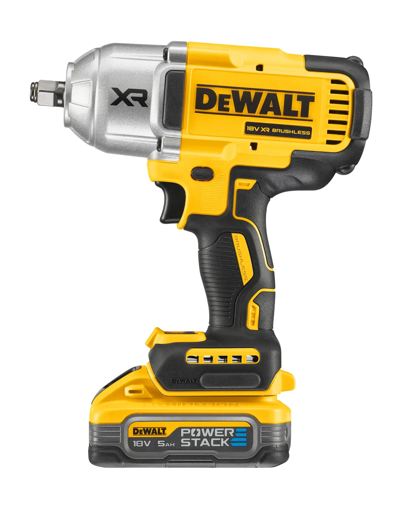Cheie de impact de 18V XR fără perii de 1/2" Hog Ring cu cuplu mare de torsiune, fără perii, 2x5Ah POWERSTACK™ Batterii în TSTAK®