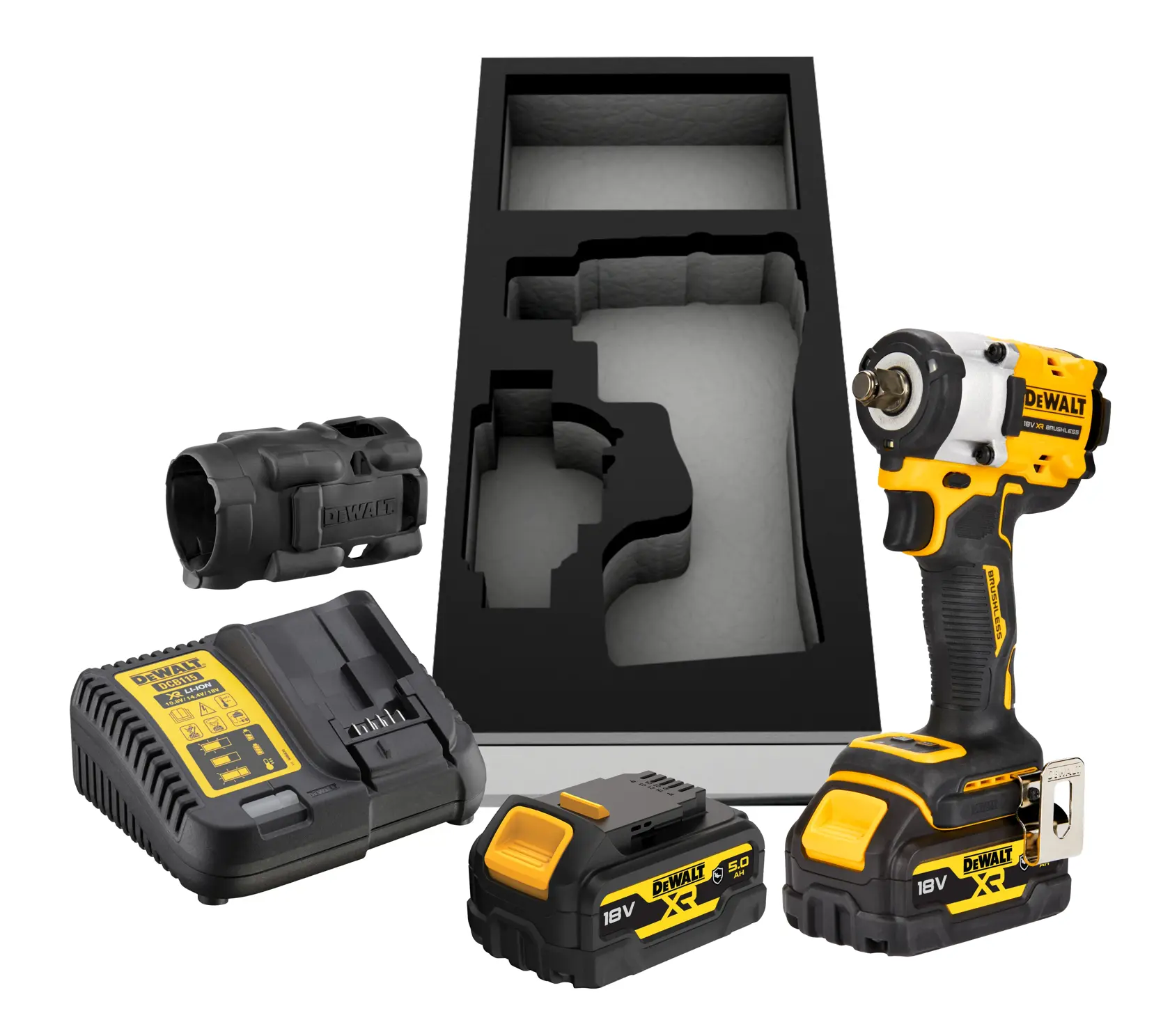 Cheie de impact compactă fără perii 18V XR fără perii de 1/2" Hog Ring - 2 x 5Ah GFN Auto Kit