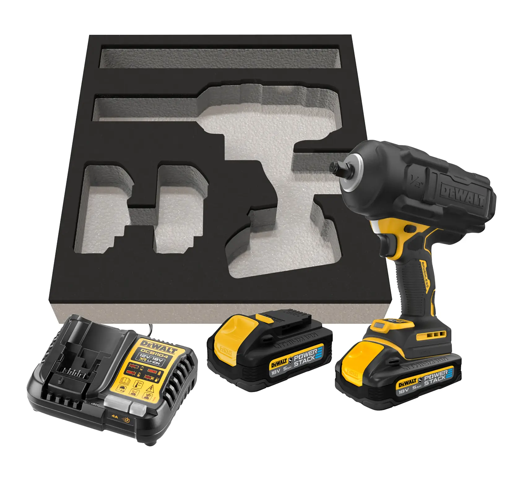 Cheie de impact de 1/2", cuplu mare, cu motor fără perii, XR de 18 V - 2 X POWERSTACK™ 5 AH, Clasa G