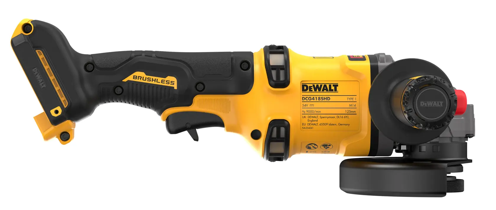 Polizor unghiular 125 mm, 54V XR Flexvolt, cu mâner lateral și funcție Detect (doar unealta)