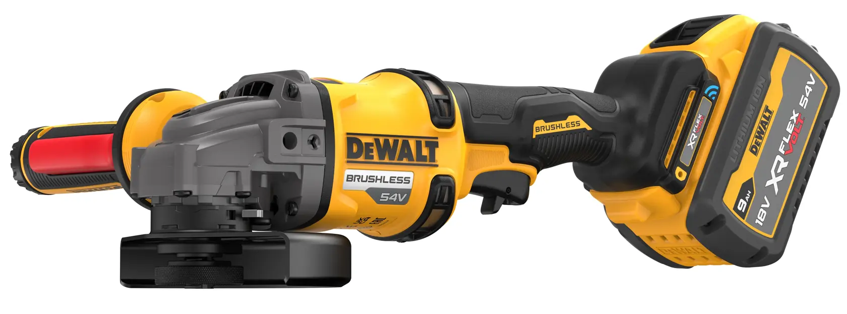 Polizor unghiular 125 mm, 54V XR Flexvolt, cu mâner lateral și funcție Detect - 2 x acumulatori FLEXVOLT 9Ah