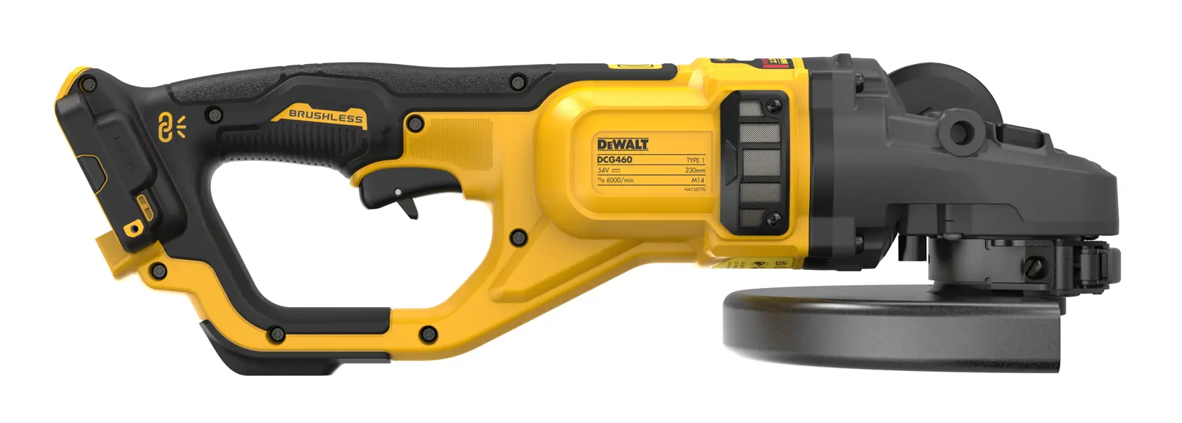 Polizor unghiular FLEXVOLT de 230 mm, XR, de 54 V - doar scula