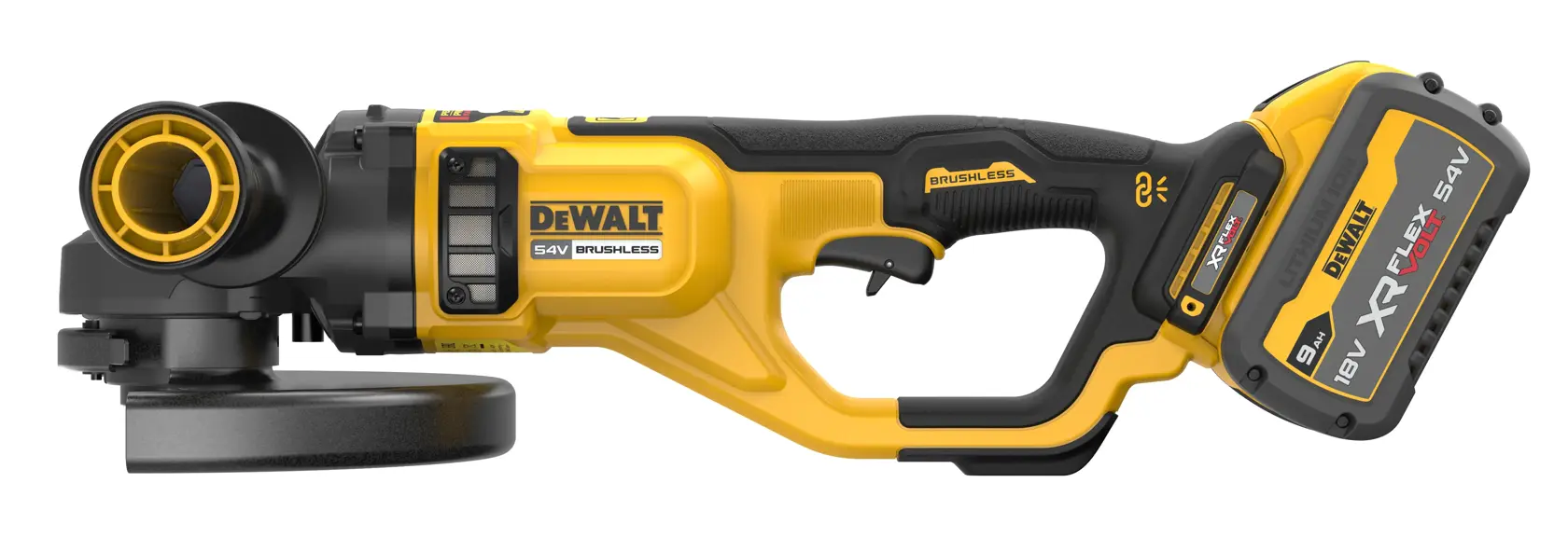 Polizor unghiular FLEXVOLT de 230 mm, XR, de 54 V - 2 X 9 AH