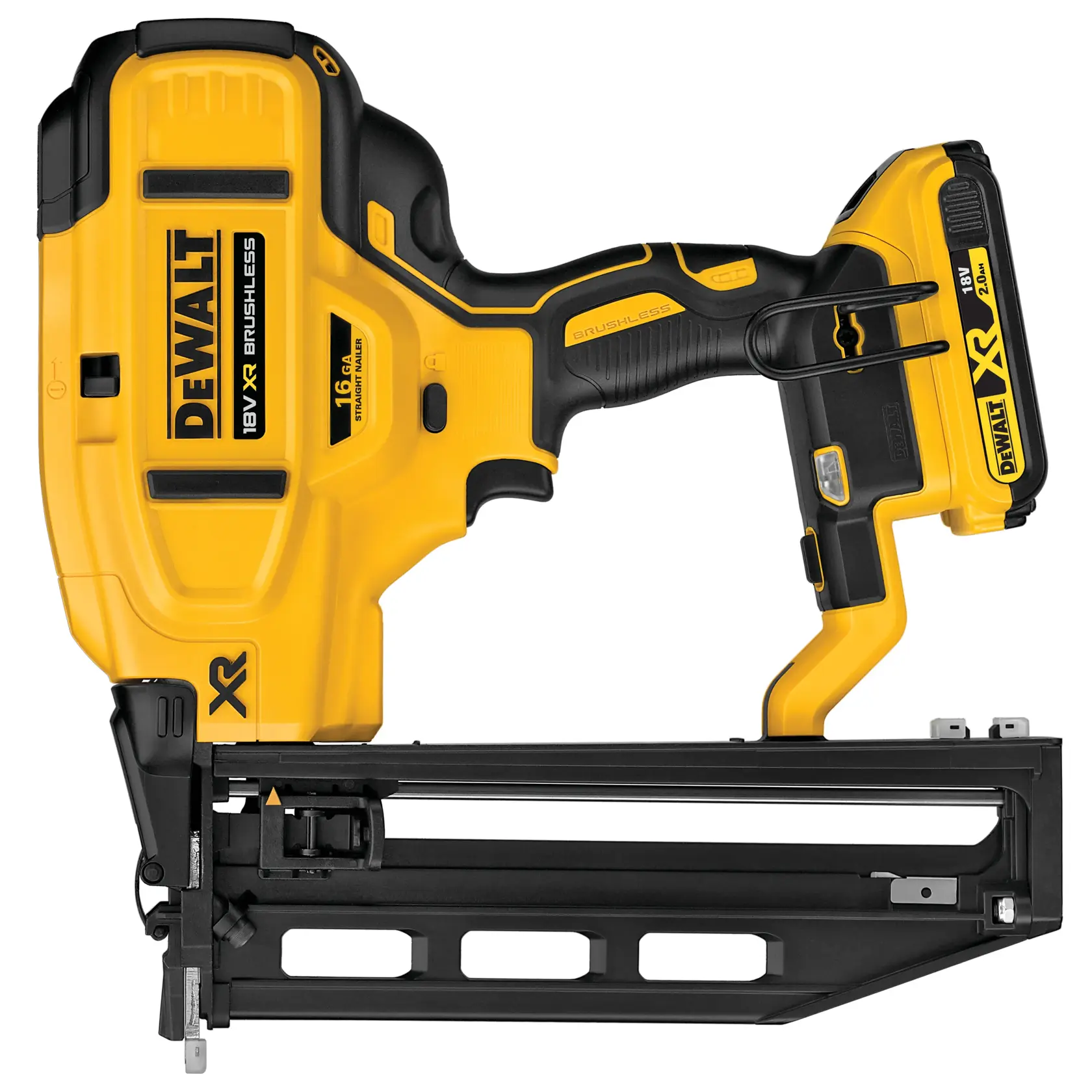 Mașină de bătut cuie drepte Second Fix fără perii de 18V XR (2 X 2 Ah) (16 Gauge)