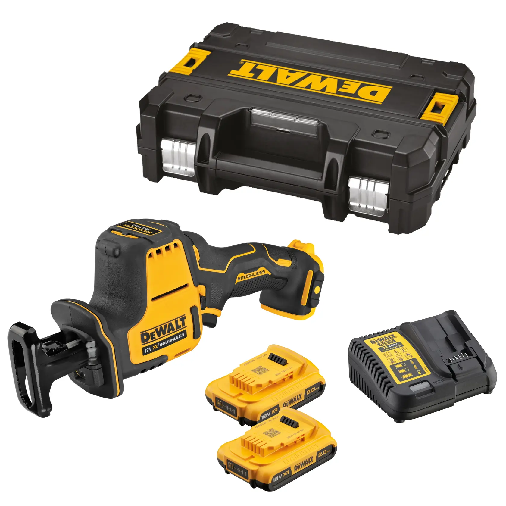 Ferăstrău alternativ subcompact cu motor fără perii de 12 V XR - 2 X 2Ah