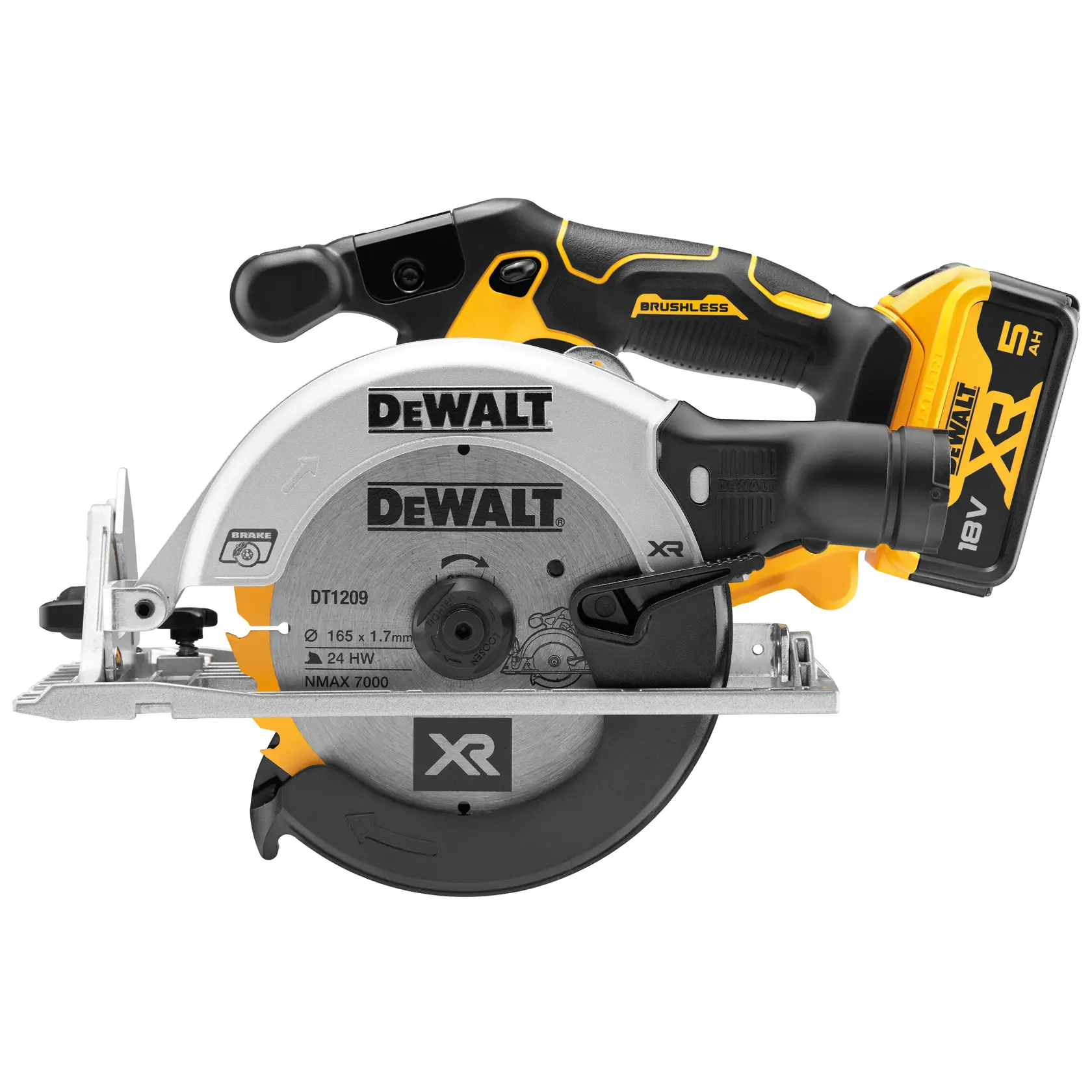 Ferăstrău circular XR de 18 V, de 165 mm - 2 X 5 Ah