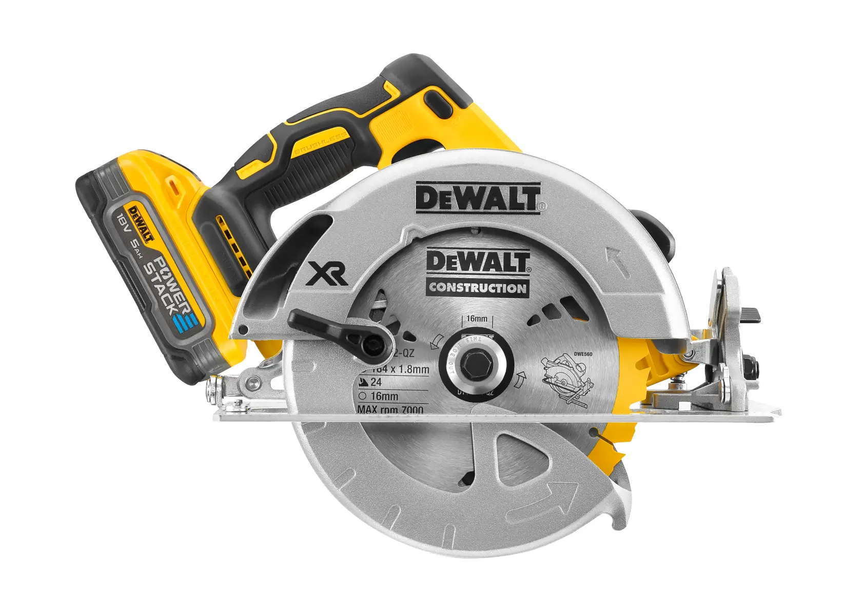 Ferăstrău circular fără perii de 18 V XR de 184 mm - 2 X POWERSTACK™ 5 AH