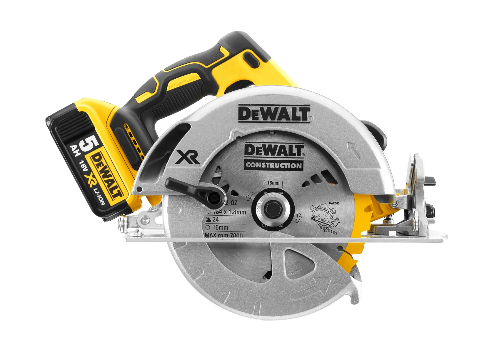 Ferăstrău circular XR cu motor fără perii de 18 V, de 184 mm - 2 X 5Ah