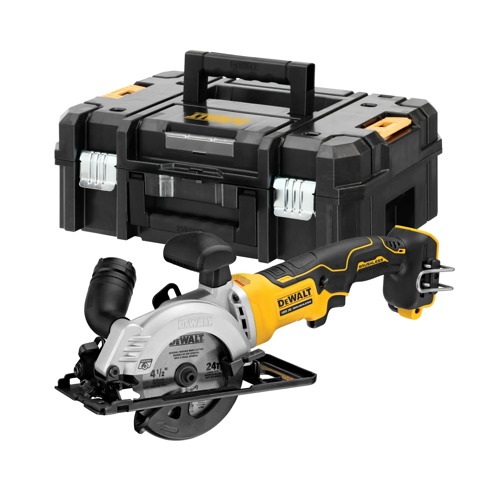 Ferăstrău circular compact XR de 18 V, cu motor fără perii, de 115 mm