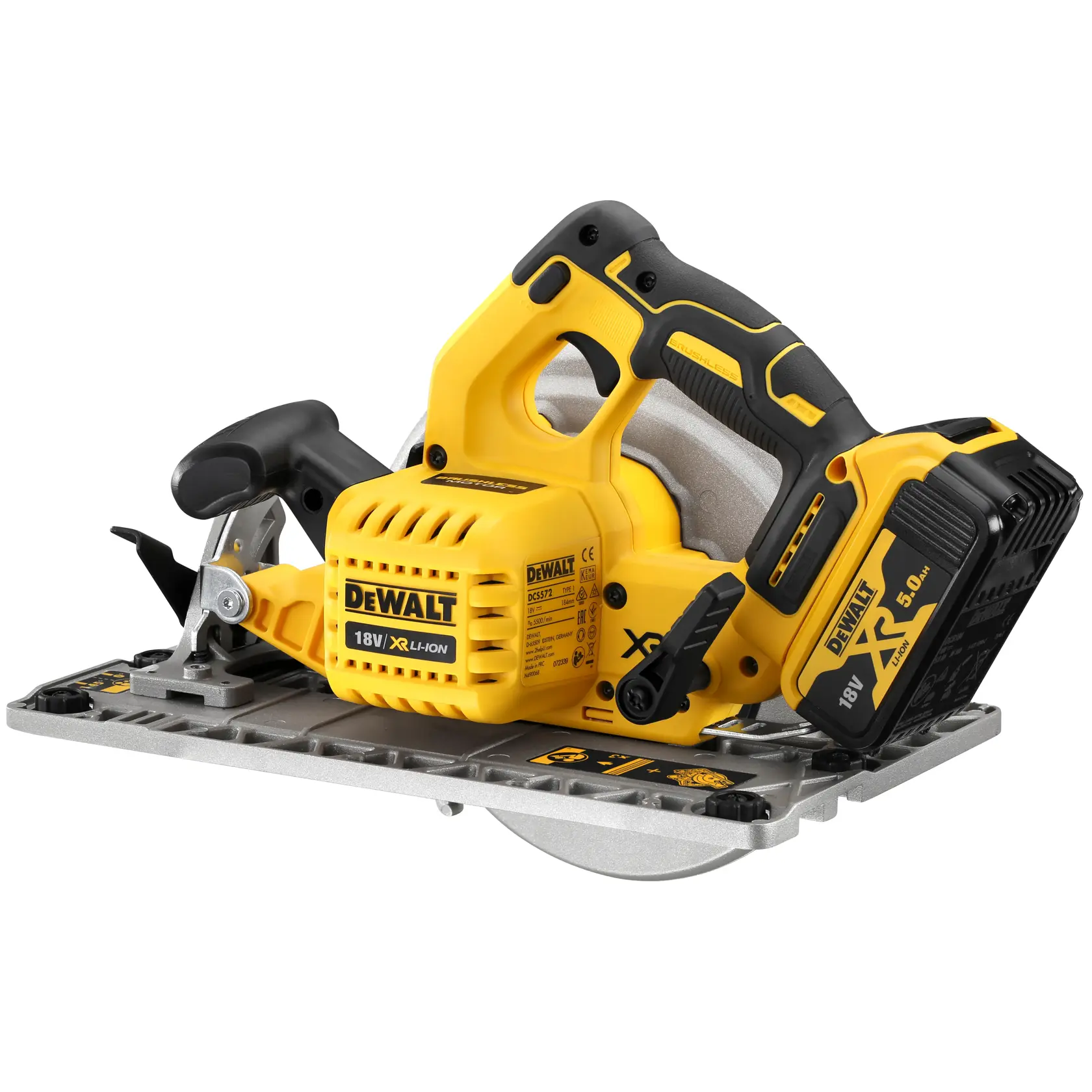 Ferăstrău circular compatibil cu șină cu motor fără perii XR de 18 V FLEXVOLT, de 184 mm