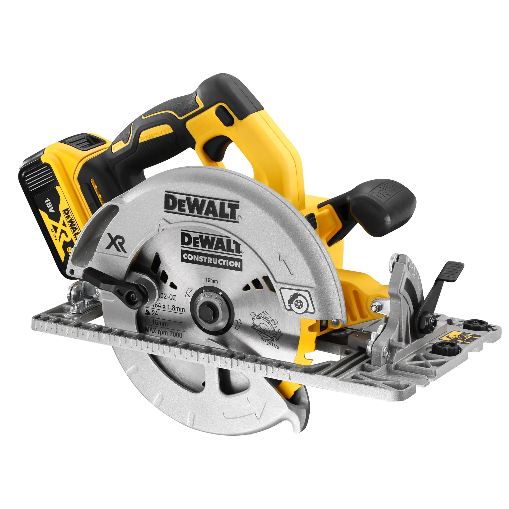 Ferăstrău circular compatibil cu șină cu motor fără perii XR de 18 V FLEXVOLT, de 184 mm