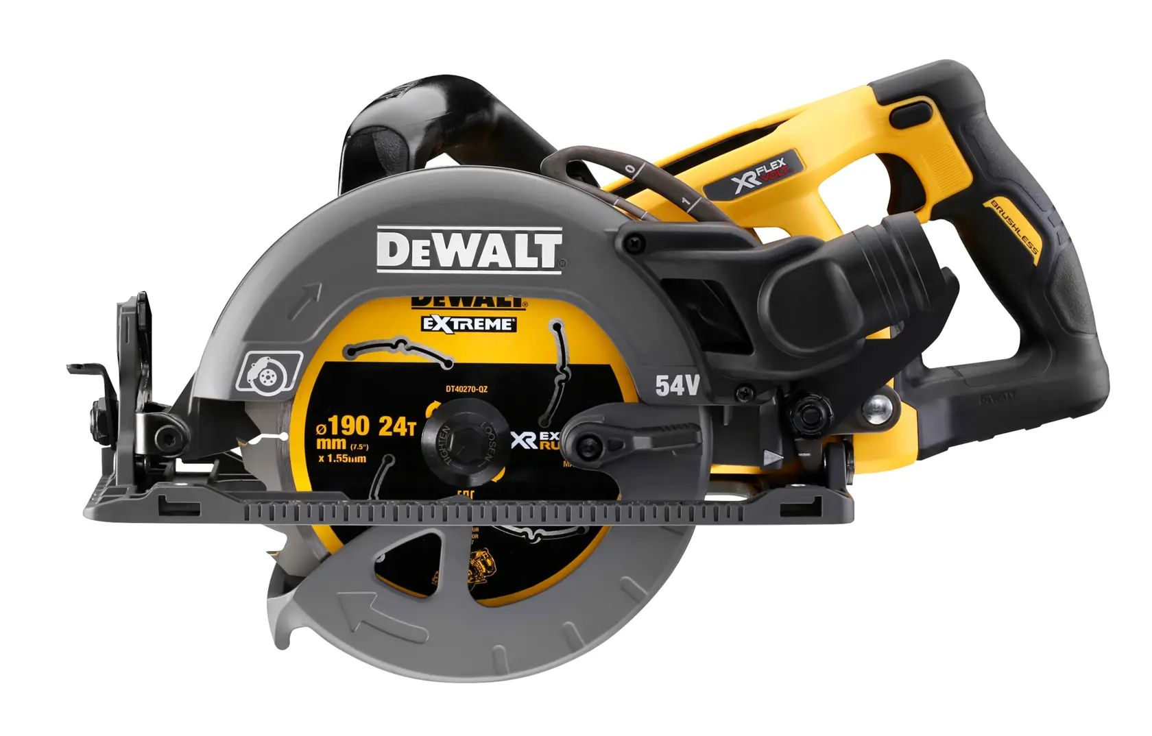 Ferăstrău circular cu cuplu ridicat XR Flexvolt de 54 V, de 190 mm - Unitate fără accesorii