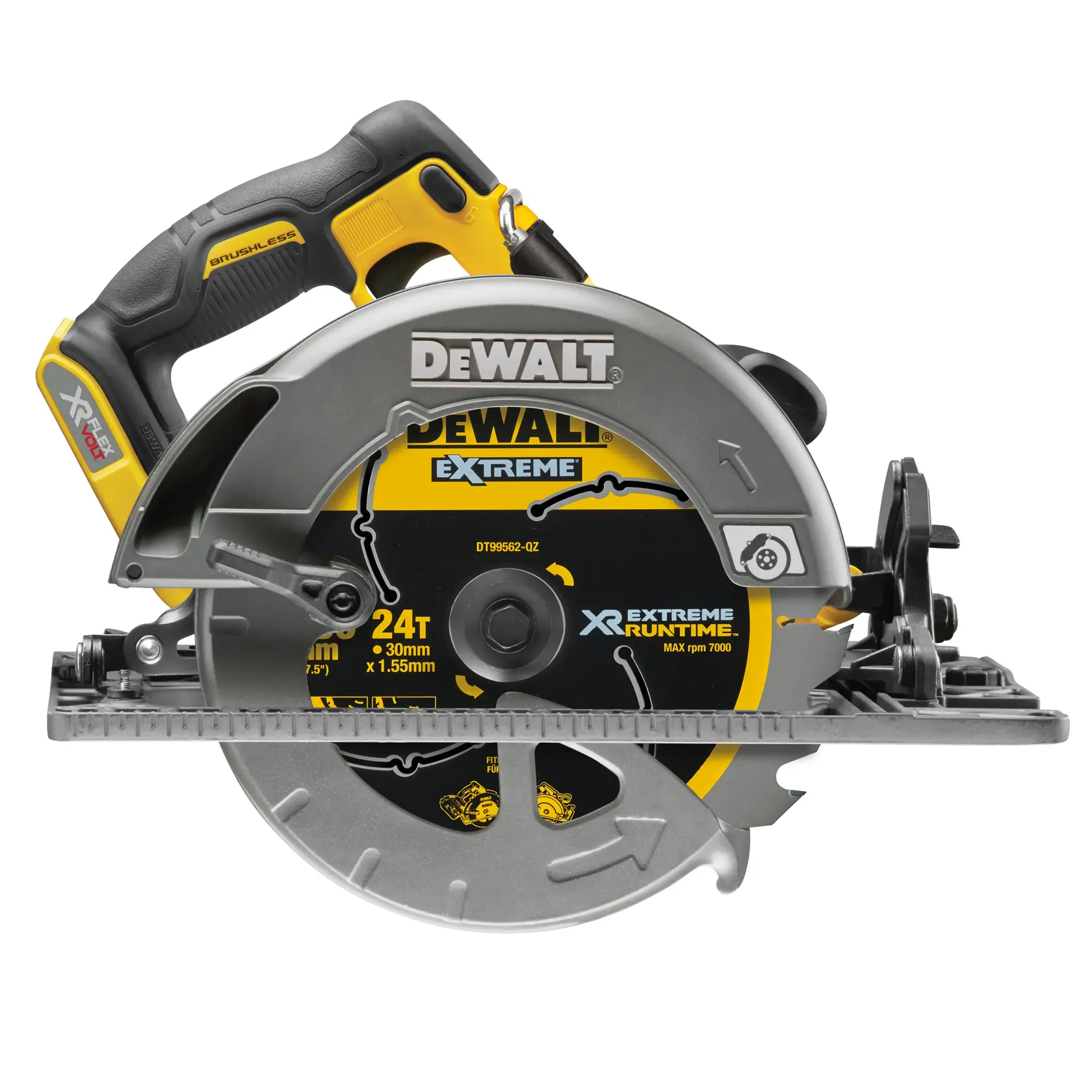 Ferăstrău circular de 54V XR Flexvolt 190mm compatibil cu șine - Unitate goală