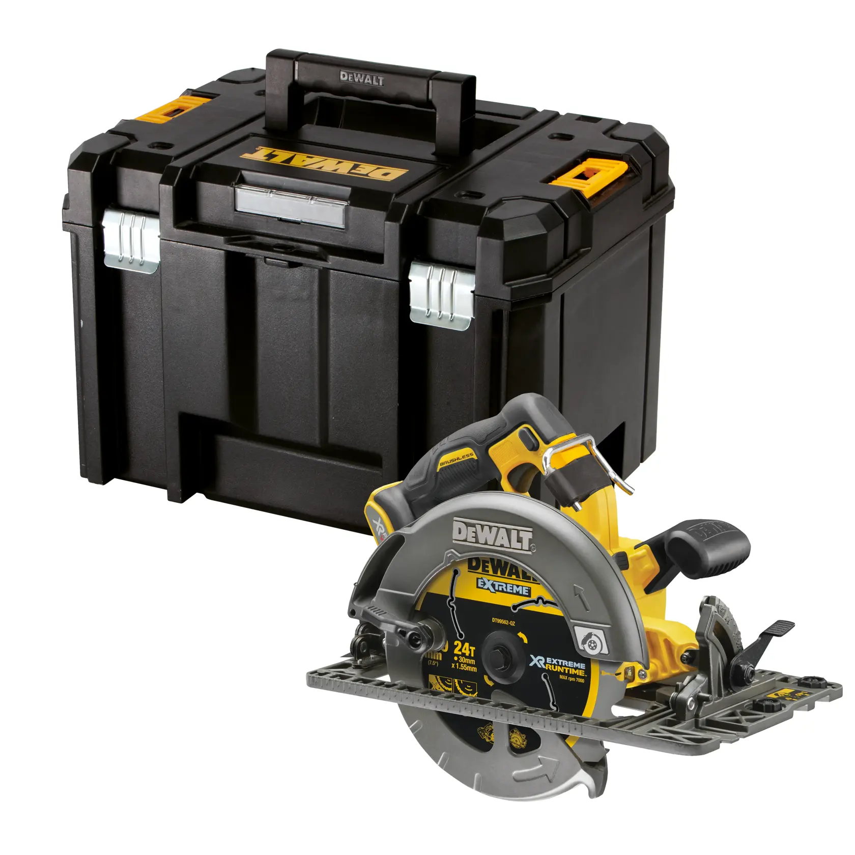 Ferăstrău circular de 54V XR Flexvolt 190mm compatibil cu șine - Unitate goală