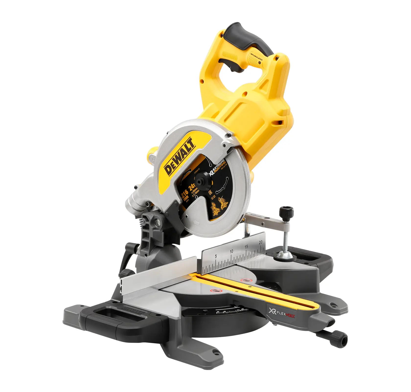 Ferăstrău unghiular XR de 54 V FLEXVOLT, de 216 mm - Unitate fără accesorii