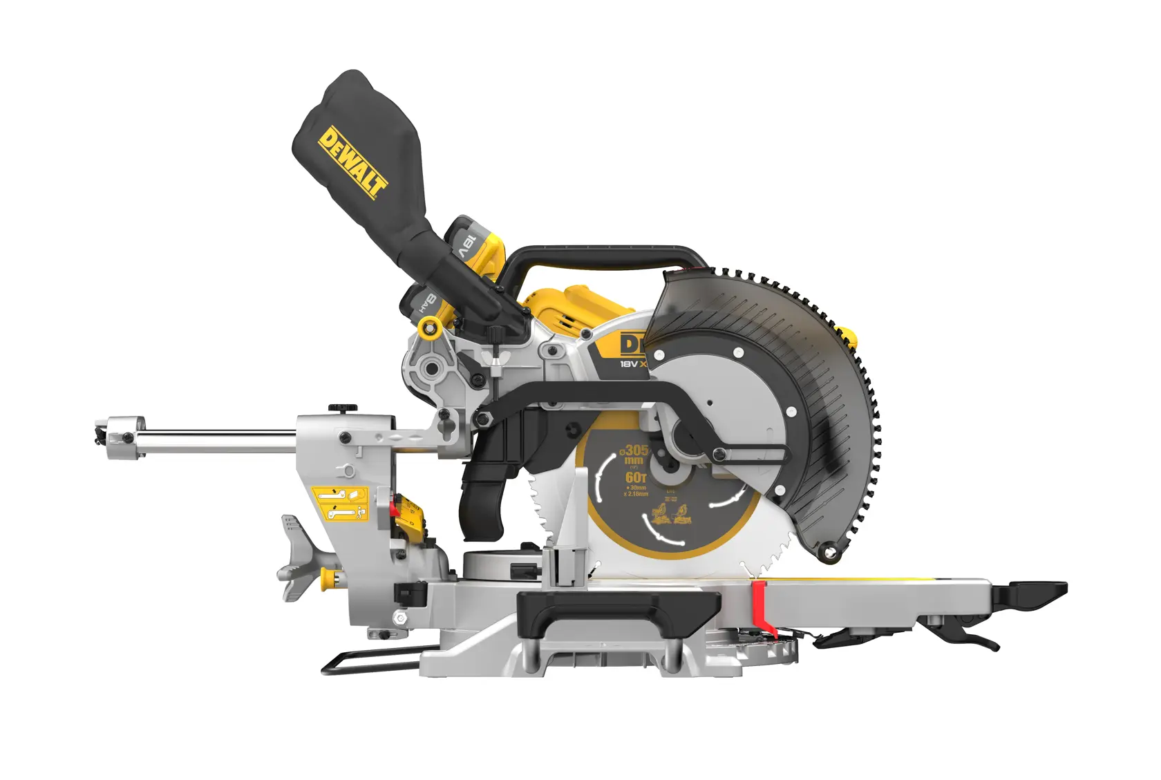 Fierăstrău circular pentru tăieri în unghi DEWALT® 18V XR® 305 mm, 2 x 8Ah
