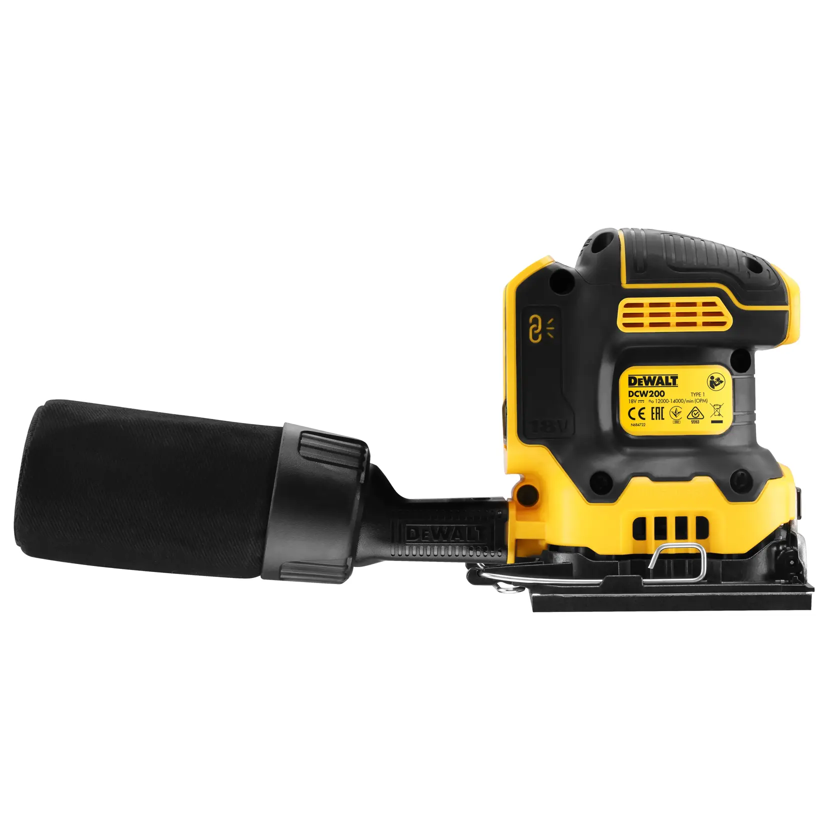 Șlefuitor de palmă cu hârtie abrazivă 1/4 și motor fără perii XR de 18 V - Unitate fără accesorii