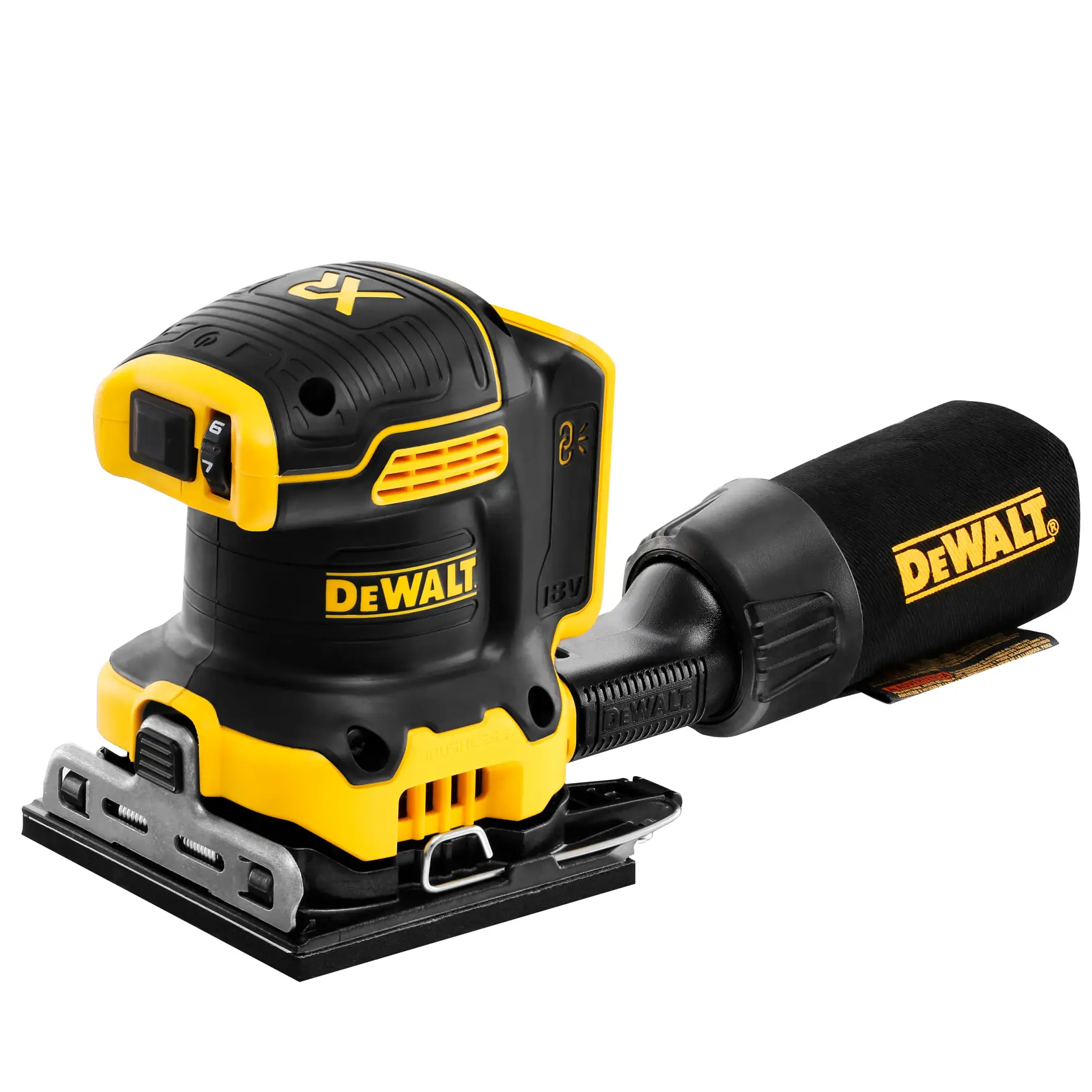 Șlefuitor de palmă cu hârtie abrazivă 1/4 și motor fără perii XR de 18 V - Unitate fără accesorii