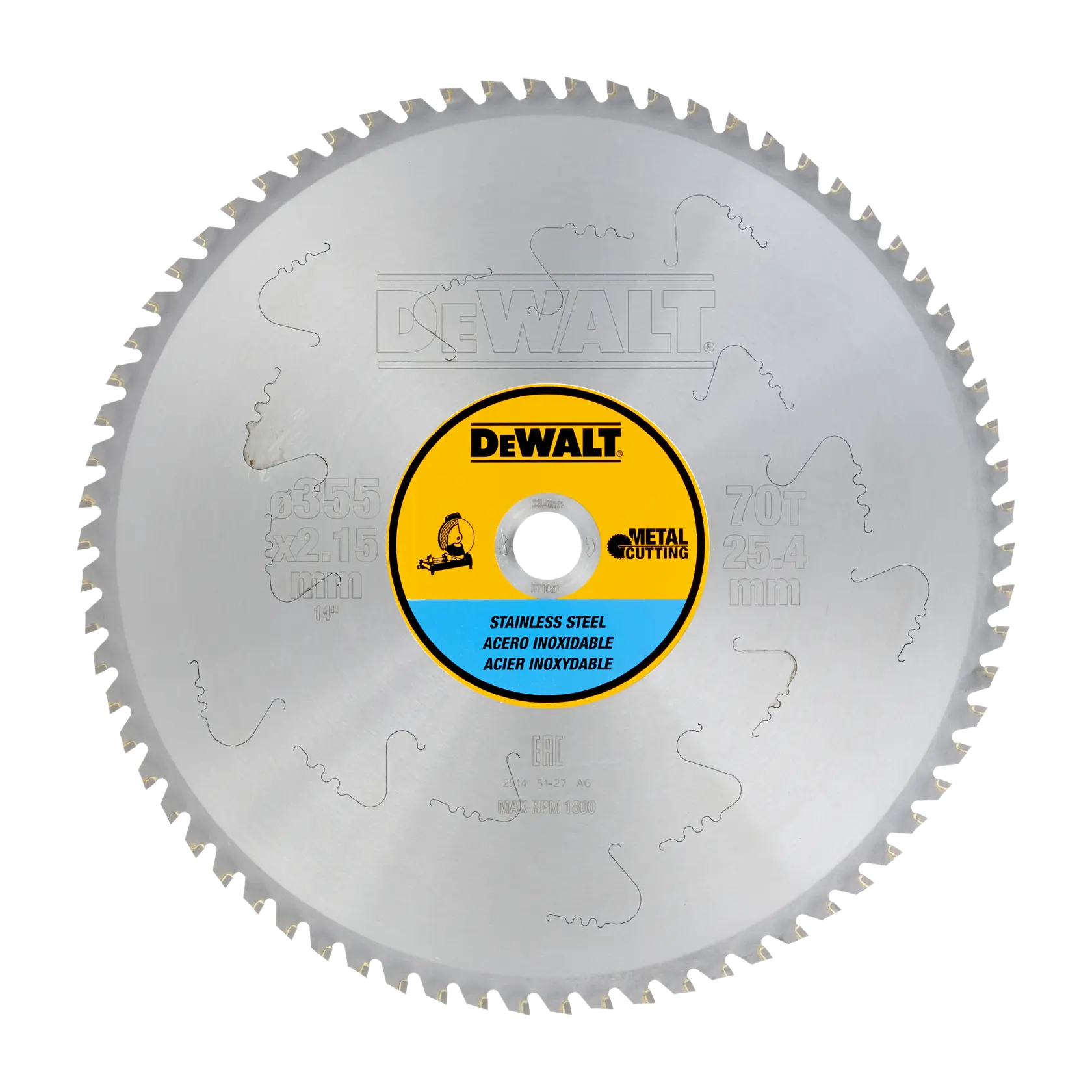 Hoja de sierra DEWALT DT1921 para cortar metal, inox, circular y con bordes dentados.