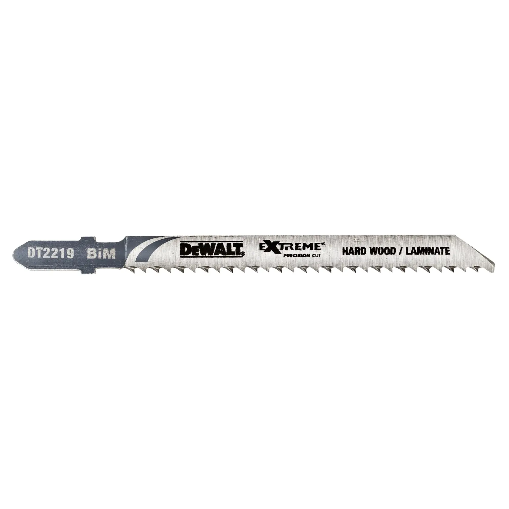 Hoja de sierra DEWALT DT2219 para madera dura y laminado con dientes afilados y corte preciso.