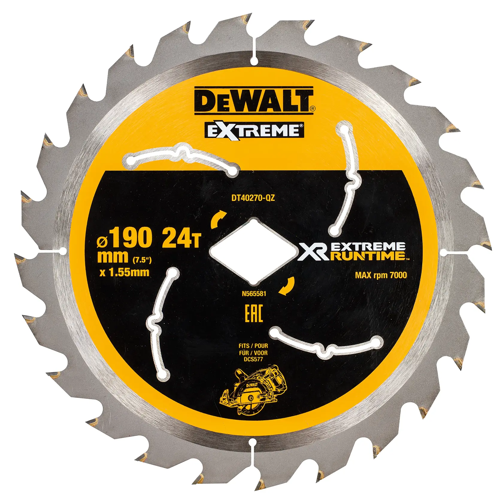 Pânză de FERĂSTRĂU CIRCULAR XR EXTREME RUNTIME™ (190 mm X 24T) (ALEZAJ DIAMANTAT)