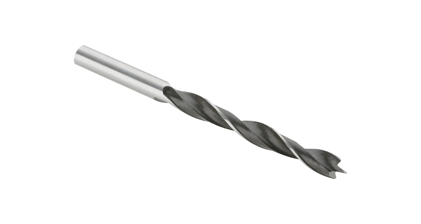 Una broca helicoidal DEWALT DT4510 con vástago plateado y sección de corte negra, utilizada para perforar agujeros en madera o metal.