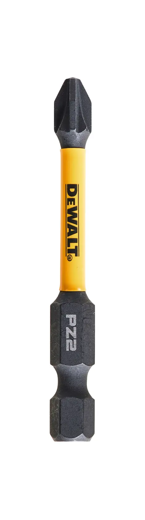 DEWALT PZ2 Schrauberbit mit gelber Mitte und schwarzen Enden, beschriftet DT70531T.