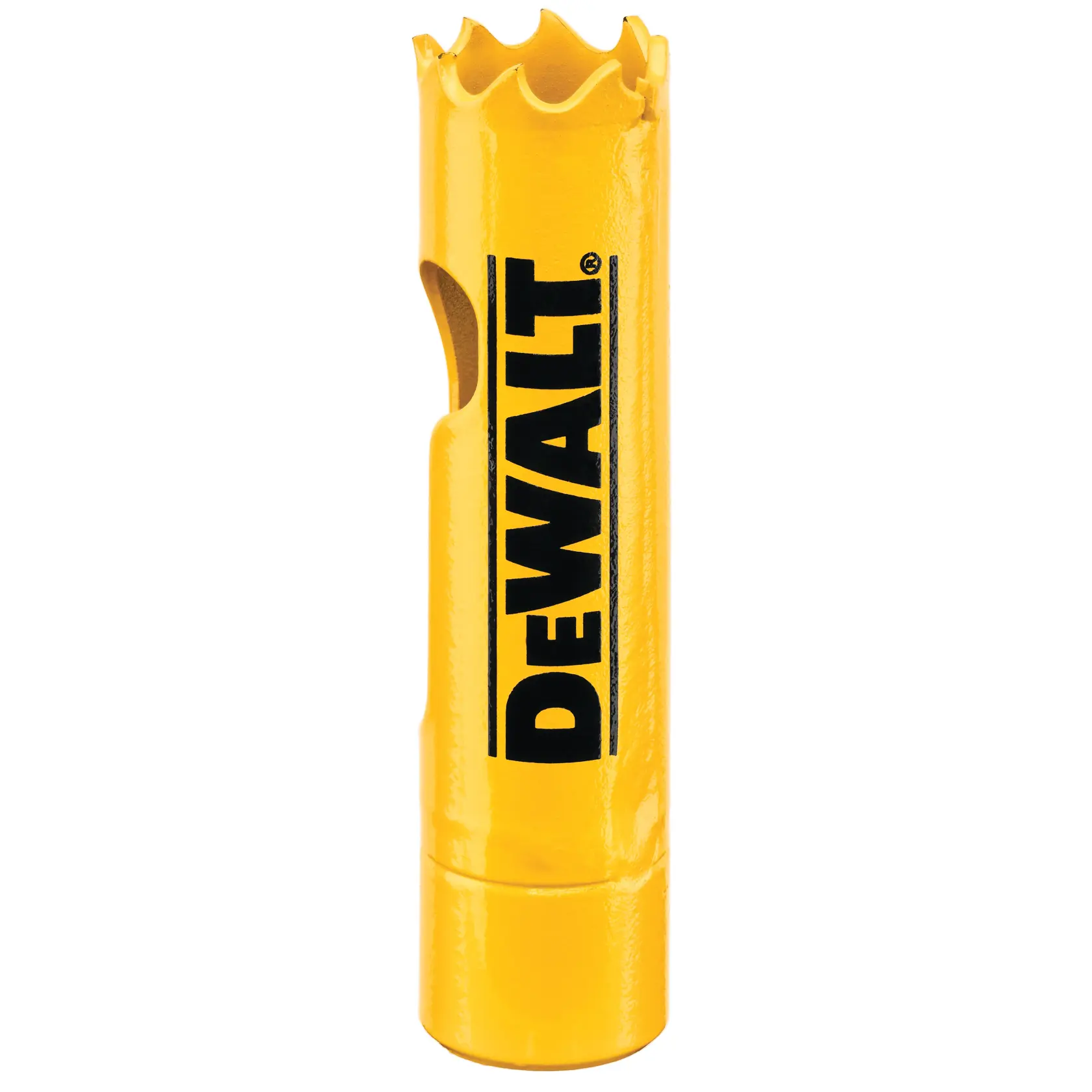 Sierra de corona amarilla DEWALT, DT90296 y DT90296-QZ, cilíndrica con borde dentado.
