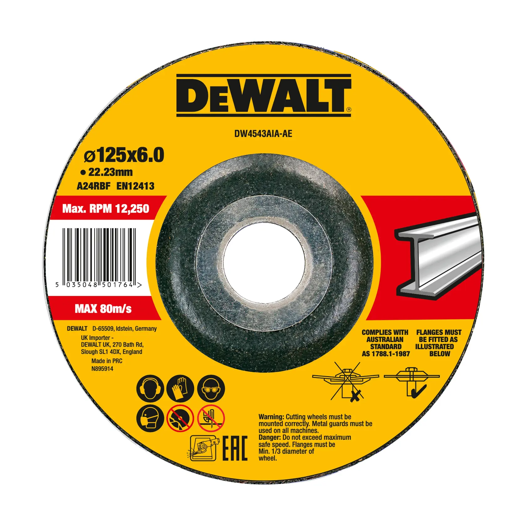 Roată de rectificat din oțel inoxidabil 125 x 6.0 x 22,23 mm