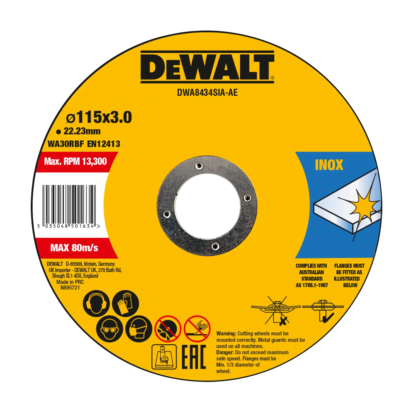 Disc de tăiere din oțel inoxidabil 115 x 3 x 22,23 mm tip 42